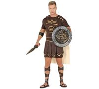 FIESTAS GUIRCA | Costume da Guerriero Romano Gladius (48-50/M) - Mantello e Tunica - Costumi da Romano e Greco per Halloween, Carnevale e Feste in Maschera - Ideale per Uomo Adulto - Marrone e Oro