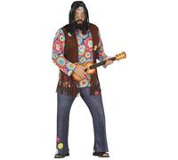 FIESTAS GUIRCA Costume da Hippie per Uomo - Completo Uomo Anni 70 - Costume Hippie Anni 60 Taglia XL 56-58