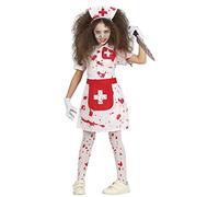 FIESTAS GUIRCA Costume da Infermiera Zombie - Infermiera Insanguinata - Costume Bambina Halloween 5-6 Anni