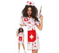 FIESTAS GUIRCA Costume da Infermiera Zombie - Uniforme Bianca da Infermiera Insanguinata - Costume Halloween Donna Taglia 46-48 L