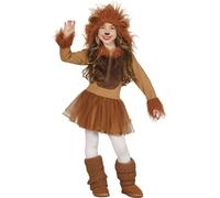 FIESTAS GUIRCA | Costume di Leonessa Bambina (7-9 Anni) - Cappuccio, Coda e Vestito - Costumi da Animali per Halloween, Carnevale e Feste in Maschera - Ideale per Bambine - Marrone