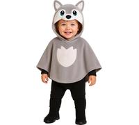 FIESTAS GUIRCA | Costume da Lupo (18-24 Mesi) - Poncho e Cappuccio - Costume da Animale per Halloween, Oktoberfest e Feste - Ideale per Neonati Unisex - Grigio e Beige