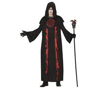 FIESTAS GUIRCA Costume da Mago Occulto - Sacerdote Satanico Tunica Nera con Cappuccio Costume Halloween Uomo Taglia 52-54 L