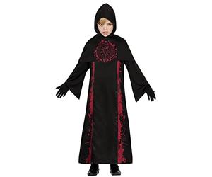 FIESTAS GUIRCA Costume da mago oscuro - vestito nero con cappuccio sette sataniche sacerdoti - Halloween bambini costume per ragazzi