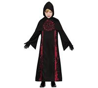 FIESTAS GUIRCA Costume da Mago Scuro - Sacerdote Satanico Tunica Nera Con Cappuccio - Costume Halloween Bambino 7-9 Anni