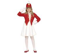 FIESTAS GUIRCA Costume da Majorette Bambina - Completo Infantile Rosso, Bianco e Dorzto per Bambine di 7-9 Anni