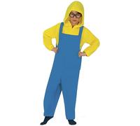 FIESTAS GUIRCA | Costume da Minatore per Bambini (7-9 anni) - Cappuccio e Tuta - Costumi da Operaio, Costruttore e Avventuriero per Carnevale e Feste in Maschera - Ideale per Bambini - Blu e Giallo