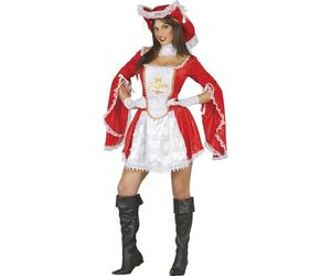 FIESTAS GUIRCA | Costume da Moschettiera per Donna - Vestito, Cappello e Colletto - Costumi da Banditi e Moschettieri per Halloween, Carnevale e Feste in Maschera - Adulto