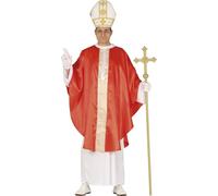 FIESTAS GUIRCA Costume da Papa Uomo - Costume da Cardinale Rosso con Cappello da Papa - Costume da Prete Uomo Taglia XL 56-58