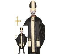 FIESTAS GUIRCA Costume da Papa Diabolico da Uomo - Costume da Cardinale Vescovo Nero e Oro - Costumi di Halloween da Uomo Taglia per Adulti L