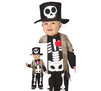FIESTAS GUIRCA Costume da Piccolo Scheletro per Neonato - Costume da Bambino con Cilindro - Età 2-3 Anni