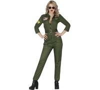 FIESTAS GUIRCA | Costume da Pilota Militare per Donna - Tuta e Cintura - Costumi da Aviatrice, Esercito e Cinema per Halloween, Carnevale e Feste in Maschera - Ideale per Adulte