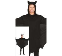 Fiestas Guirca Costume da pipistrello alato da uomo nero con cappuccio, orecchie e ali - L