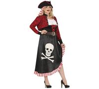 FIESTAS GUIRCA | Costume da Pirata Donna (42-44/L) - Camicia, Giacca, Cintura, Cappello e Vestito - Costumi da Corsara e Bucaniera per Halloween, Carnevale e Feste in Maschera - Adulto - Nero e Rosso