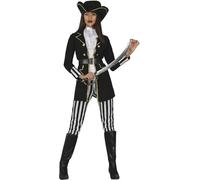 FIESTAS GUIRCA | Costume da Pirata Donna (44-46/XL) - Camicia, Giacca, Cintura, Pantaloni, Pettorale e Cappello - Costumi da Corsara per Halloween, Carnevale e Feste in Maschera - Adulto