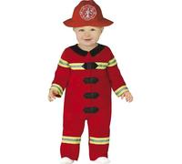 FIESTAS GUIRCA | Costume da Pompiere Bebè (18-24 Mesi) - Cappello e Tuta - Costumi Infantili per Halloween, Carnevale e Feste in Maschera da Pompiere - Ideale per Bambini Piccoli - Rosso