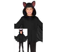 FIESTAS GUIRCA Costume da Poncho da Pipistrello per Bambina - Poncho nero con cappuccio con orecchie di pipistrello e ali di pipistrello - Costumi di Halloween per bambine dai 7 ai 9 anni