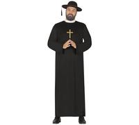 FIESTAS GUIRCA | Costume da Prete per Uomo - Tunica e Collarino - Costumi Religiosi per Halloween, Carnevale e Feste in Maschera - Ideale per Adulti