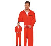 FIESTAS GUIRCA Costume da Prigioniero Arancione Uomo - Uniforme Penitenziario Arancione - Costume da Prigioniero Uomo Taglia S 46-48