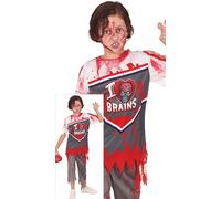 FIESTAS GUIRCA Costume da Quarterback Zombie per bambino - Uniforme da scuola secondaria di football americano di rugby - Costumi di Halloween per bambini dai 5 ai 6 anni