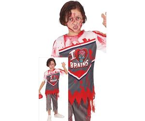FIESTAS GUIRCA Costume da Quarterback Zombie per bambino - Uniforme da scuola secondaria di football americano di rugby - Costumi di Halloween per bambini dai 5 ai 6 anni