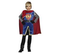FIESTAS GUIRCA Costume da Re Medievale Bambino - Completo Infantile da Guerriero Rosso e Blu con Mantello per Bambini di 10-12 Anni