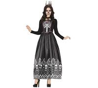 FIESTAS GUIRCA Costume da Regina Dei Morti - Vestito Lungo Nero Giorno dei Morti Scheletro - Costume Halloween Donna Taglia 40-42 S