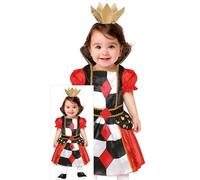 FIESTAS GUIRCA Costume da Regina di Cuori per Neonata - Costume da Regina delle Fiabe per Bambina - Costume per Bambina da 18 a 24 Mesi