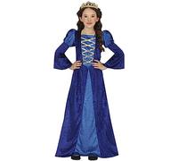 FIESTAS GUIRCA Costume da Regina Medievale Bambina - Principessa Blu Costumi infantili Bambina 10-12 Anni