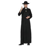 FIESTAS GUIRCA Costume da Sacerdote per Uomo - Tunica Nera Taglia M 48-50