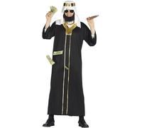 FIESTAS GUIRCA Costume da Sceicco del Petrolio Uomo - Costume Arabo Uomo incl. Tunica nera e copricapo Taglia M 48-50