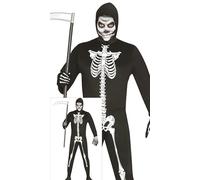 FIESTAS GUIRCA | Costume da Scheletro Adulto (52-54/L) - Cappuccio e Tuta - Costumi di Halloween, Carnevale e Feste in Maschera da Scheletro - Ideale per Adulti - Nero e Bianco