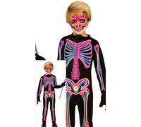 FIESTAS GUIRCA Costume da scheletro al neon per bambini - Costume da scheletro - Costume da scheletro per bambine e ragazzi dai 10 ai 12 anni