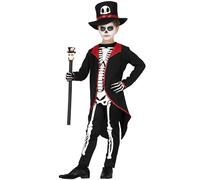 FIESTAS GUIRCA Costume da Lord Scheletro con Cilindro Nero incluso - Costume Halloween Bambino 7-9 Anni