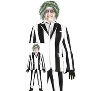 FIESTAS GUIRCA | Costume da Scheletro Fantasma per Uomo - Giacca, Cravatta e Pantaloni - Ideale per Halloween, Carnevale e Feste in Maschera Horror - Adulto - Bianco e Nero