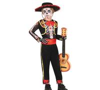 FIESTAS GUIRCA Costume da Scheletro Mariachi per Ragazzi - Abito Messicano del Giorno dei Morti - Costumi di Halloween per Ragazzi Età 7-9 Anni