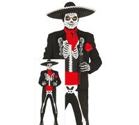 FIESTAS GUIRCA Costume da scheletro messicano per uomo - Abito Mariachi del giorno dei morti - Costumi di Halloween per uomo Taglia adulto XL