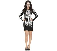 FIESTAS GUIRCA Costume da scheletro - Mini abito nero scheletro costume Halloween donna