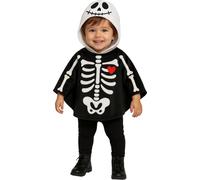 FIESTAS GUIRCA | Costume da Scheletro per Bebè (18-24 Mesi) - Poncho con Cappuccio - Costume di Halloween Ideale per Neonati Unisex - Bianco e Nero