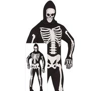 FIESTAS GUIRCA Costume da scheletro spettrale da uomo - Inclusa tuta da scheletro con cappuccio e stampa di teschi - Costumi di Halloween da uomo per adulti taglia L