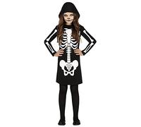 FIESTAS GUIRCA Costume da Scheletro - Vestito Nero con Cappuccio - Costume Bambina Halloween 7-9 Anni