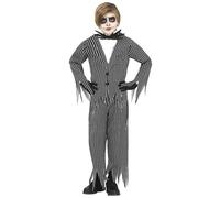 FIESTAS GUIRCA Costume da Signor Scheletro - Completo Bianco e Nero per Bambini 10-12 Anni
