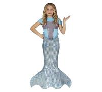 FIESTAS GUIRCA Costume da Sirena Luccicante Bambina - Vestito Infantile Celeste Viola e Argento con Coda di Sirena per Bambine di 5-6 Anni