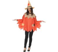 FIESTAS GUIRCA | Costume da Spaventapasseri per Donna (42-44/L) - Poncho e Cappello - Ideale per Halloween, Oktoberfest e Feste in Maschera - Perfetto per Adulte - Arancione e Beige