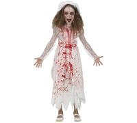FIESTAS GUIRCA Costume da sposa per ragazze, con fascia per capelli con velo e sanguinoso abito da sposa, per Halloween, carnevale, feste a tema