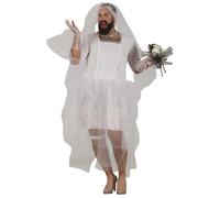FIESTAS GUIRCA | Costume da Sposa per Uomo (56-58/XXL) - Vestito e Velo - Costumi da Matrimonio e Addio al Celibato per Carnevale e Feste in Maschera - Ideale per Adulti - Bianco