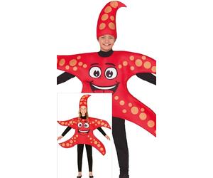 FIESTAS GUIRCA Costume da stella marina bollente per ragazzi o ragazze - Tunica e cappello stella del mare rosso - Costumi per ragazzi e ragazze