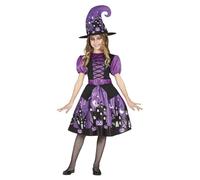 FIESTAS GUIRCA Costume da strega Lilla - Vestito con stampa e cappello da strega per bambine dai 3 ai 4 anni