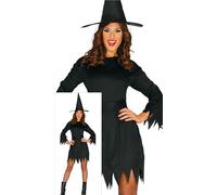 FIESTAS GUIRCA | Costume da Strega Mistica - Vestito, Cappello e Cintura - Costumi di Halloween, Strega e Magia per Feste in Maschera e Carnevale - Ideale per Adulti e Adolescenti - Nero