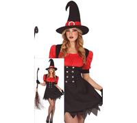 FIESTAS GUIRCA Costume da strega sexy per donna - Incluso cappello da strega e vestito rosso e nero - Costumi di Halloween per donne Taglia L